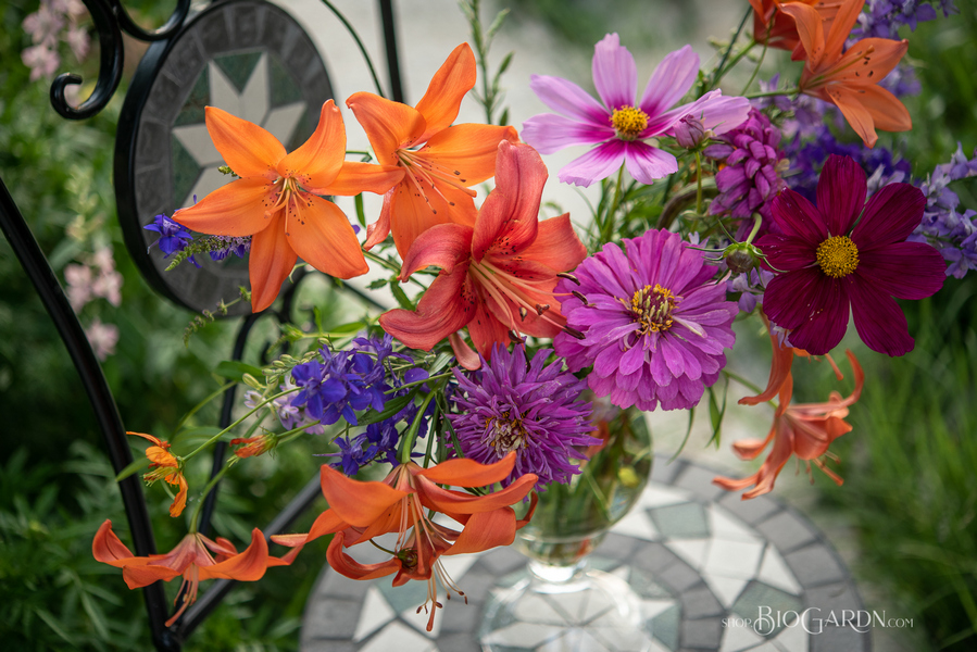 Handmade summer bouquet with lilies