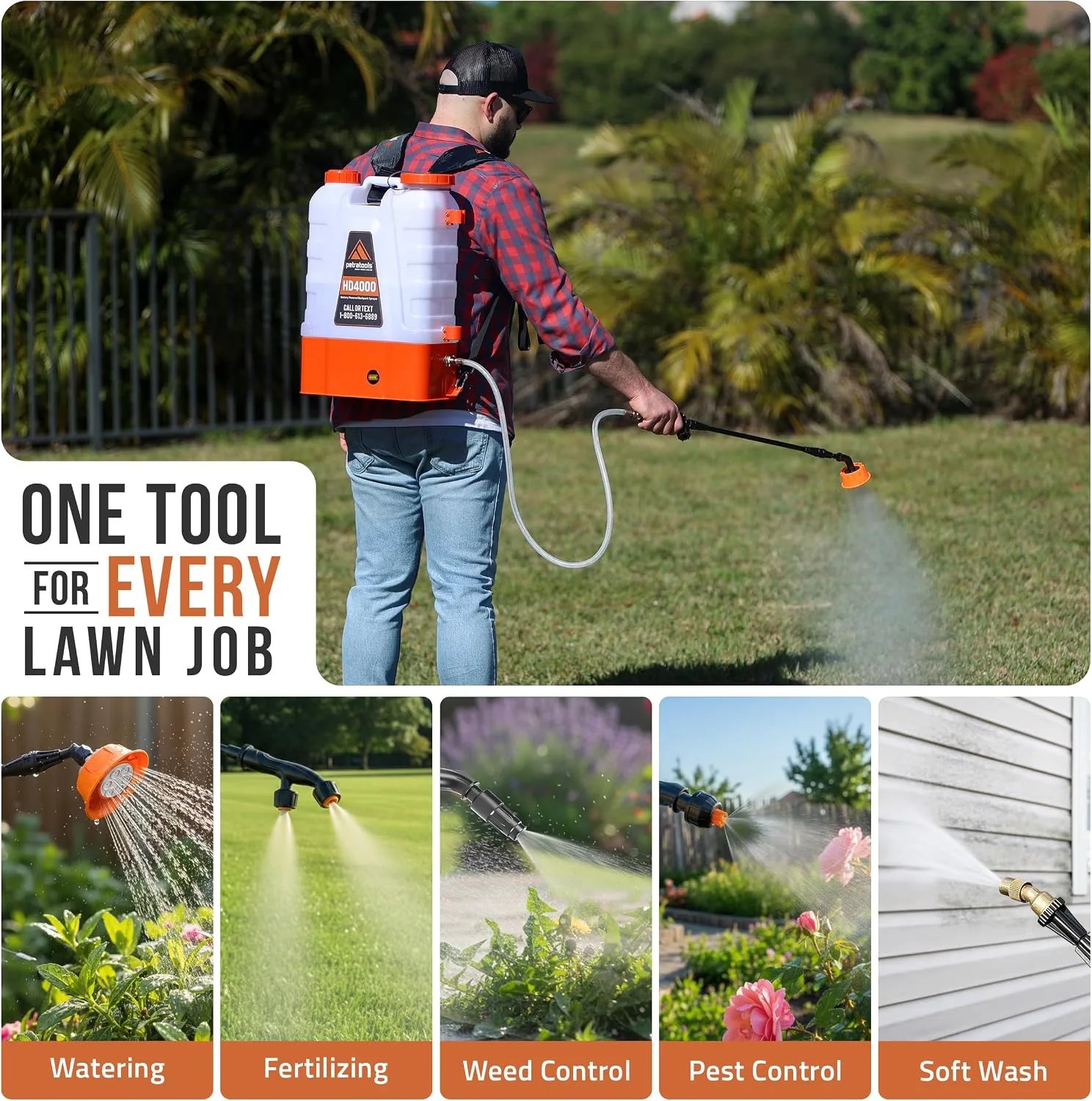 PetraTools HD4000 battery-powered backpack sprayer for a large rose garden