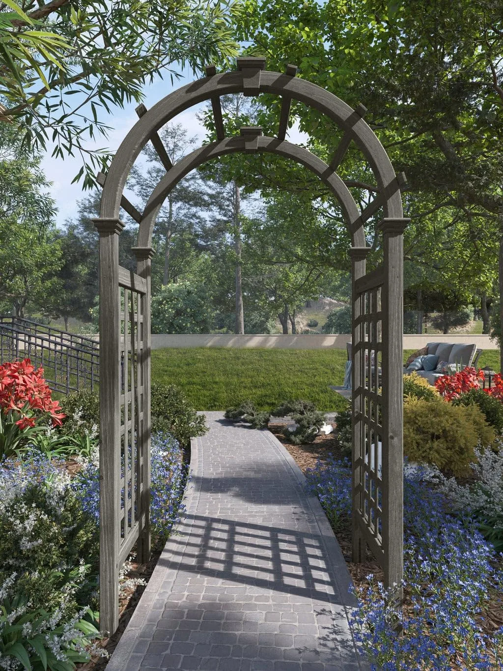 VITA Rosewood cedar garden arbor for climbing roses and clematis