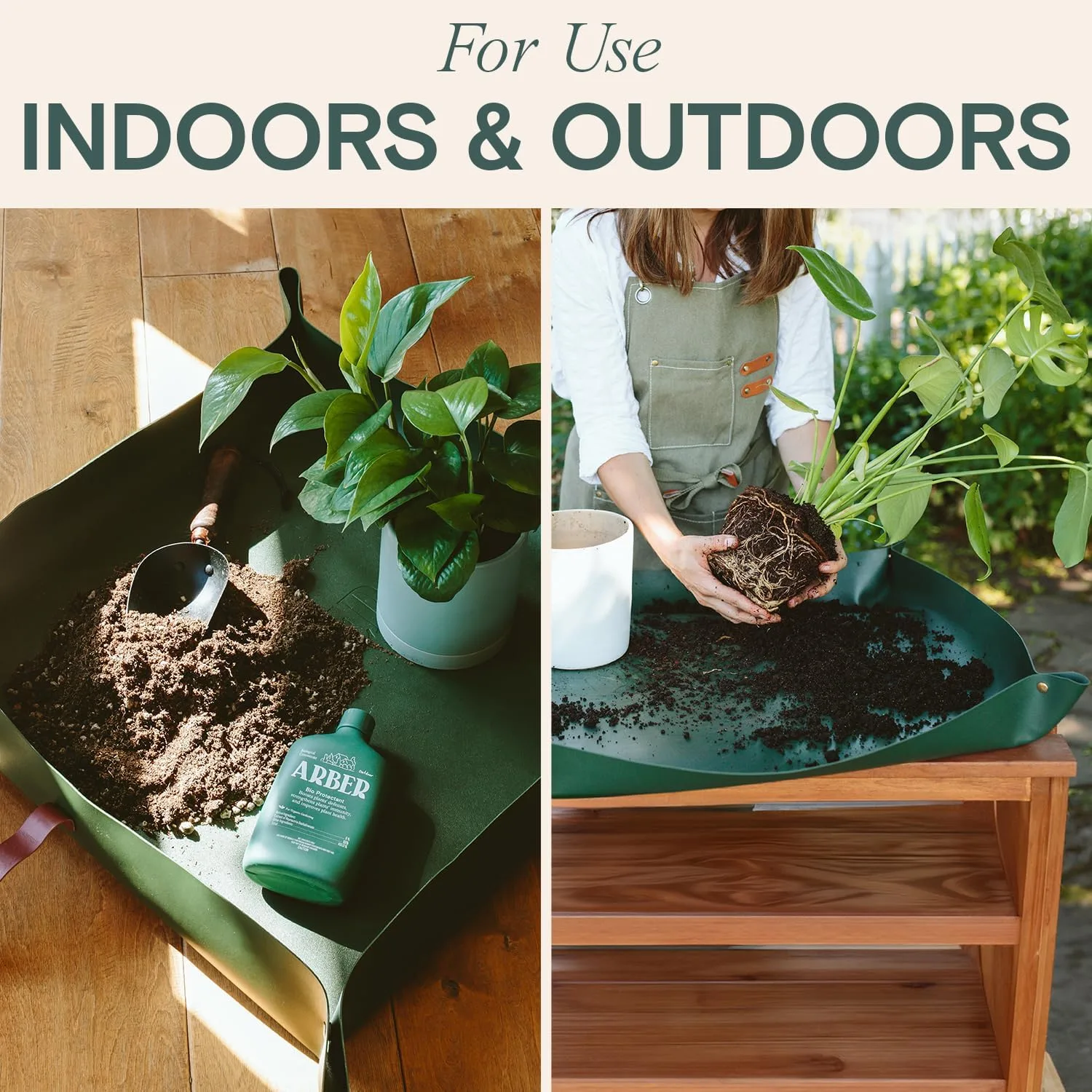 large waterproof repotting mat for indoor plant care