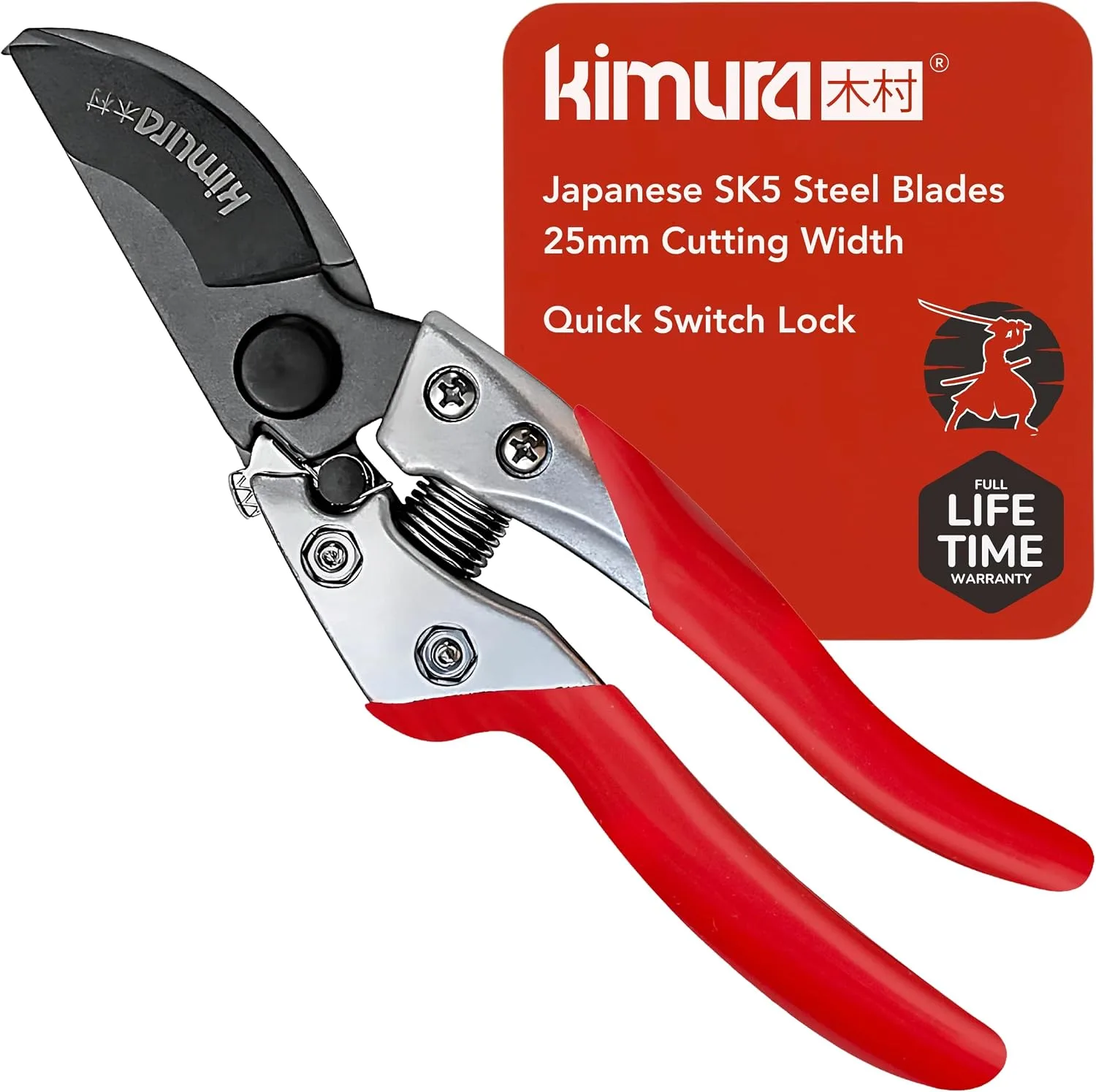 Kimura professional bypass pruning shears with Japanese SK5 steel blades